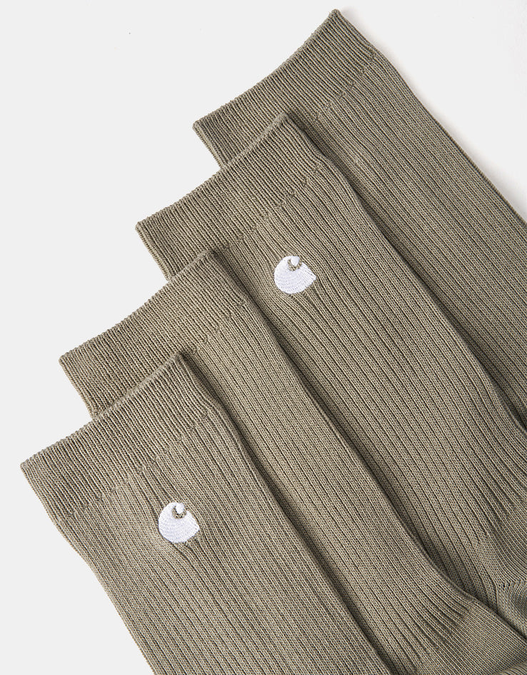 Carhartt WIP Madison 2 Pack Crew Socks - Shady Green/White/Shady Green