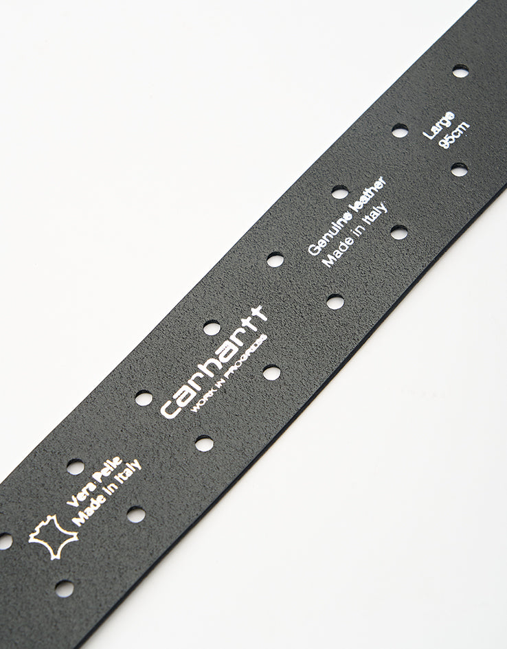 Carhartt WIP Double Script Leather Belt - Black/Silver