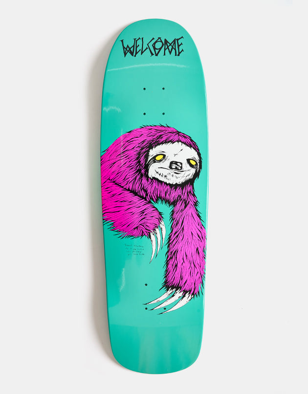 Welcome Sloth on Slappy Slap Skateboard Deck - 9.75"