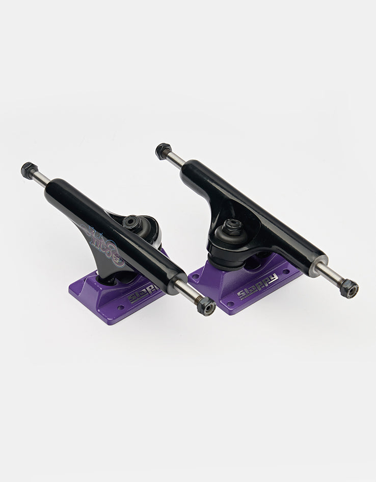 Slappy Bam Margera ST1 Hollow Skateboard Trucks - Black/Purple (Pair)