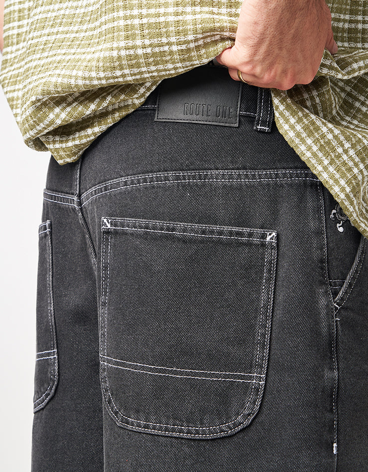 Route One Super Baggy XL Jorts - Washed Black