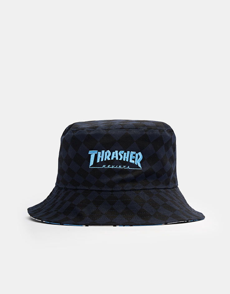 adidas x Thrasher x AFA Reversible Bucket Hat - Night Navy/Light Blue