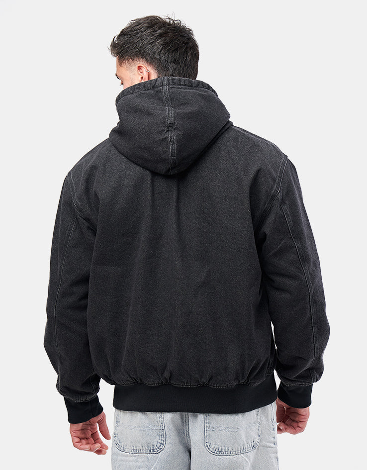 Dickies Hilham Lined Denim Hooded Bomber Jacket - Black Wash Faded