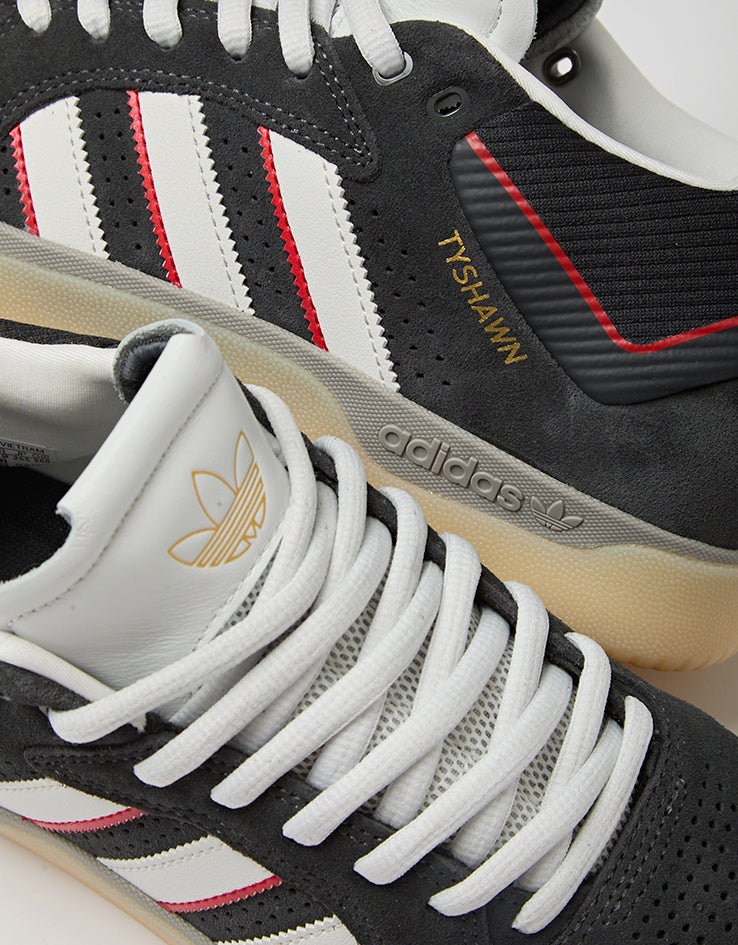adidas Tyshawn Skate Shoes - Carbon/Crystal White/Better Scarlet