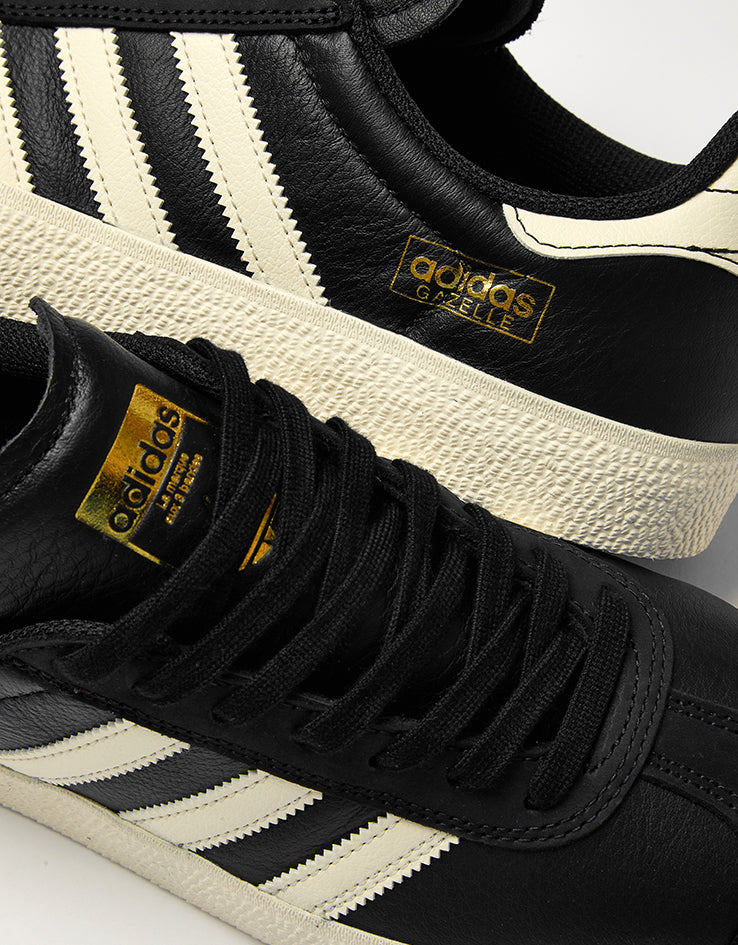 adidas Gazelle ADV Skate Shoes - Core Black/Cream White/Gold Metallic