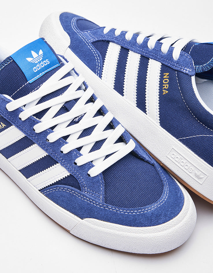 adidas Nora Skate Shoes - Dark Blue/White/Gold Metallic