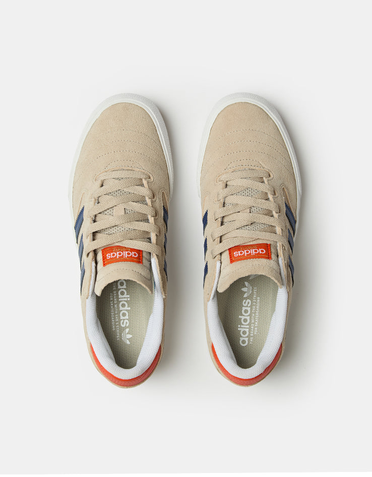 adidas Busenitz Vulc II Skate Shoes - Wonder Beige/Dark Blue/Collegiate Orange