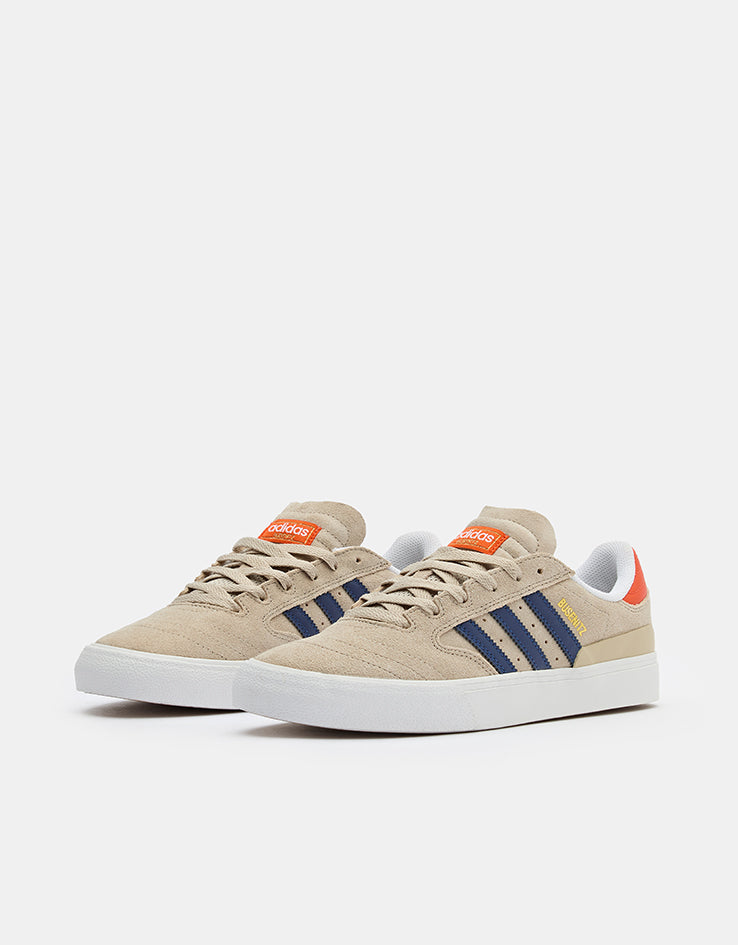 adidas Busenitz Vulc II Skate Shoes - Wonder Beige/Dark Blue/Collegiate Orange