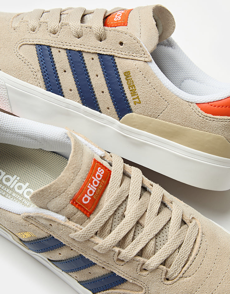 adidas Busenitz Vulc II Skate Shoes - Wonder Beige/Dark Blue/Collegiate Orange
