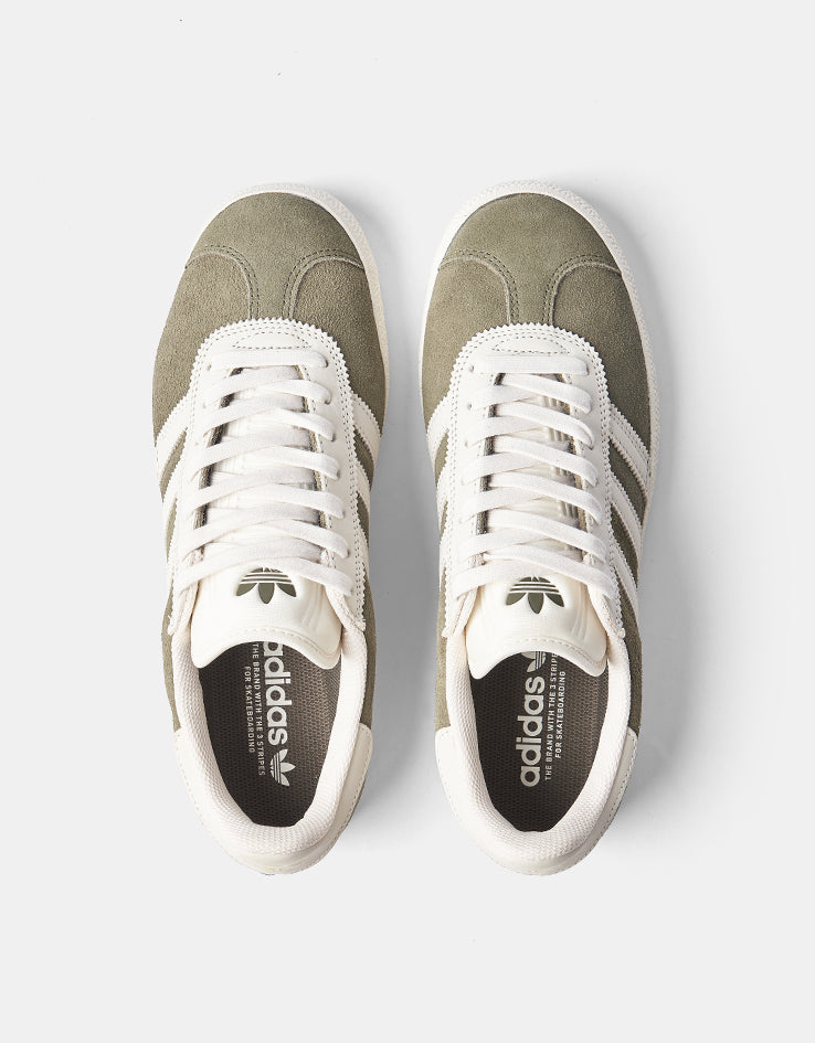 adidas Gazelle ADV Skate Shoes - Olive Strata/Chalk White/Gold Metallic