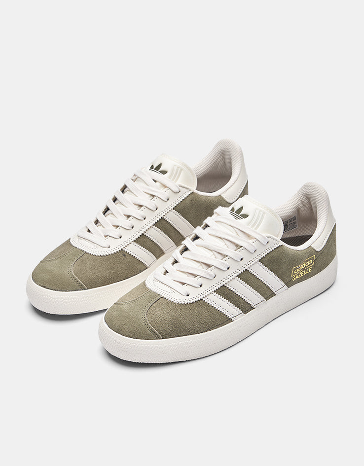 adidas Gazelle ADV Skate Shoes - Olive Strata/Chalk White/Gold Metallic