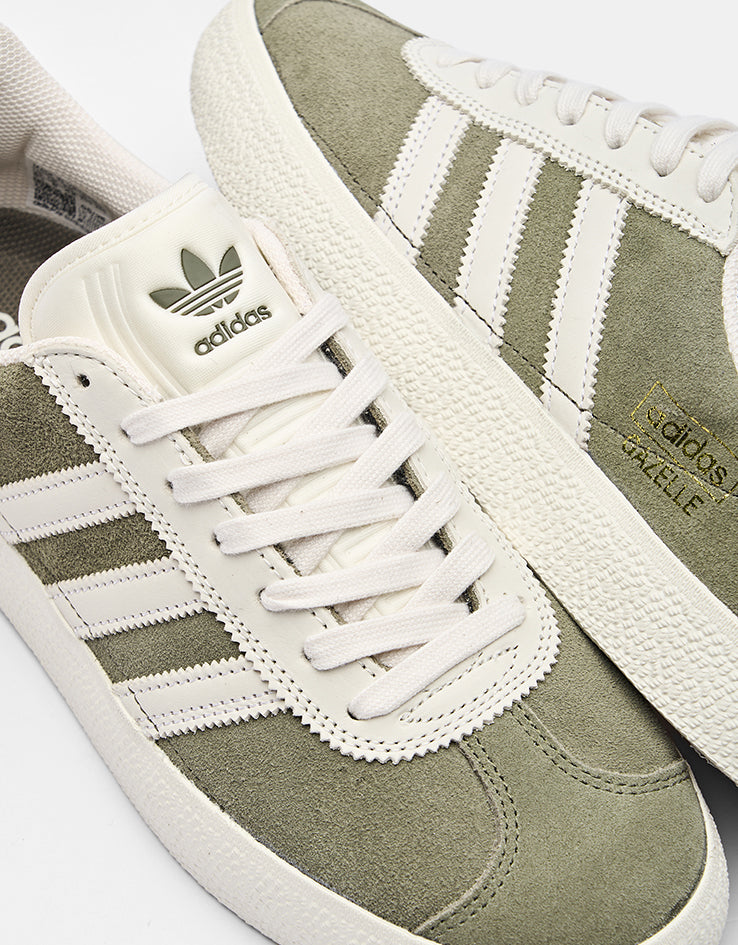 adidas Gazelle ADV Skate Shoes - Olive Strata/Chalk White/Gold Metallic