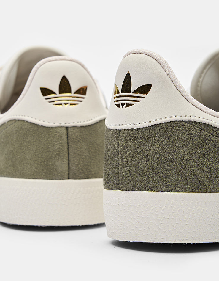 adidas Gazelle ADV Skate Shoes - Olive Strata/Chalk White/Gold Metallic