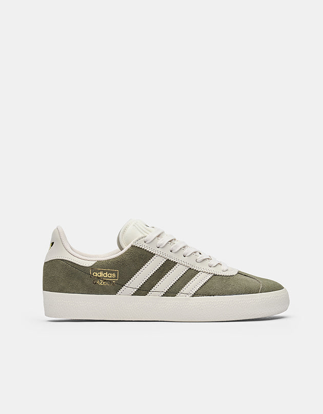 adidas Gazelle ADV Skate Shoes - Olive Strata/Chalk White/Gold Metallic
