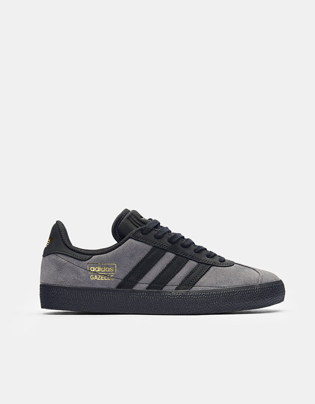 adidas Gazelle ADV Skate Shoes - Grey Six/Core Black/Gold Metallic