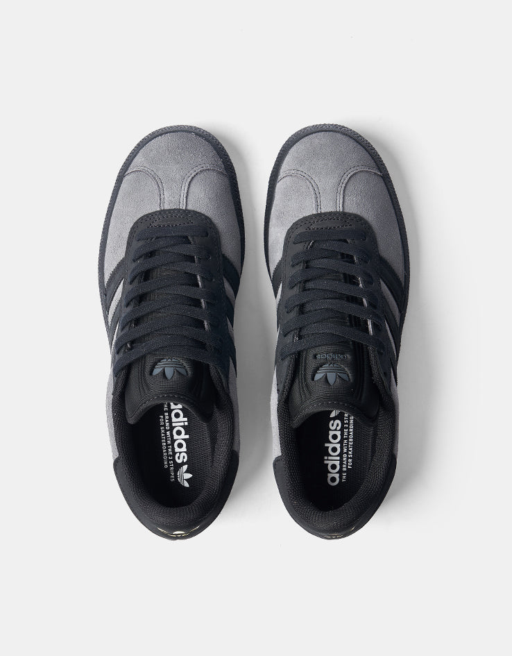 adidas Gazelle ADV Skate Shoes - Grey Six/Core Black/Gold Metallic