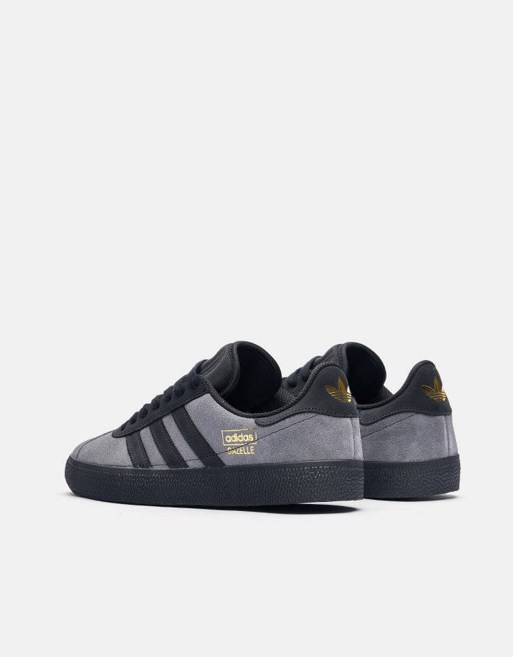 adidas Gazelle ADV Skate Shoes - Grey Six/Core Black/Gold Metallic