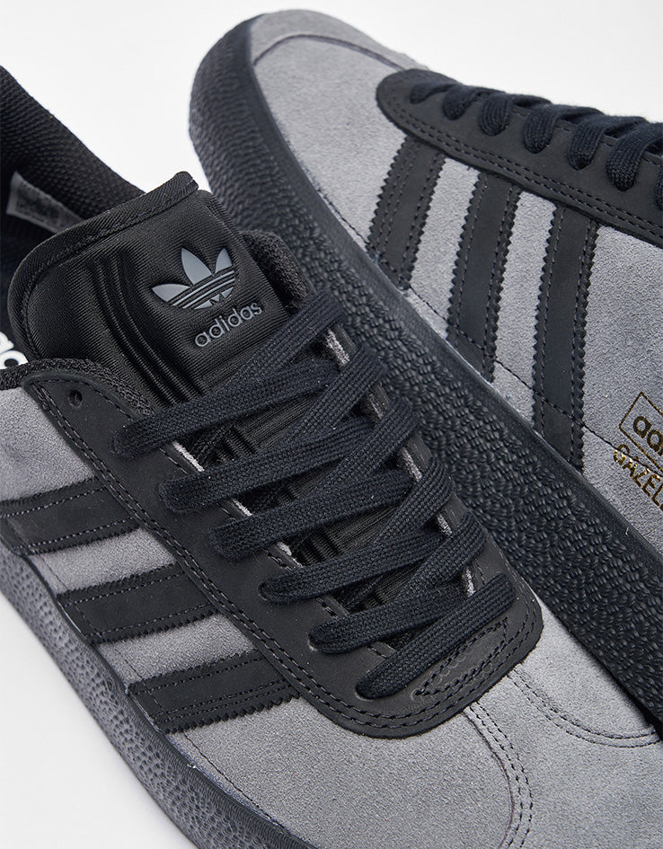 adidas Gazelle ADV Skate Shoes - Grey Six/Core Black/Gold Metallic
