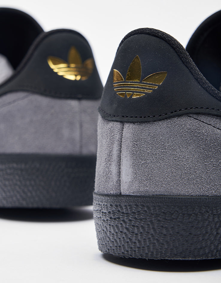 adidas Gazelle ADV Skate Shoes - Grey Six/Core Black/Gold Metallic