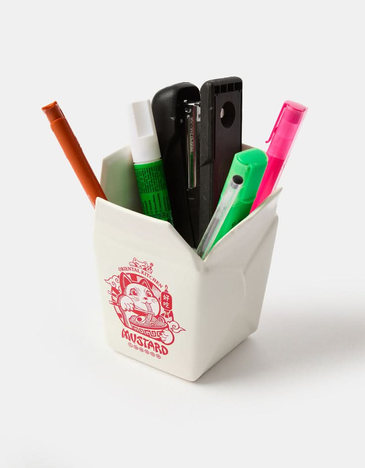 Ceramic Takeaway Box Pen Pot - White