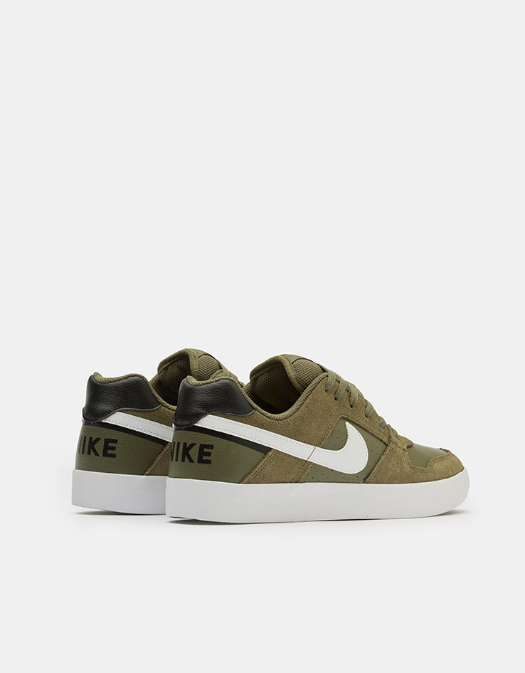 Nike SB Delta Force Vulc Skate Shoes - Medium Olive/White-Black-White
