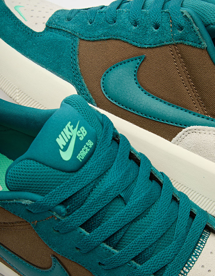 Nike SB Force 58 Skate Shoes - Mosswood Brown/Geode Teal-Lt Orewood Brn