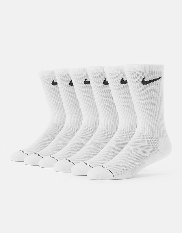 Nike Everyday Elevated 6 Pack Crew Socks - White/Black