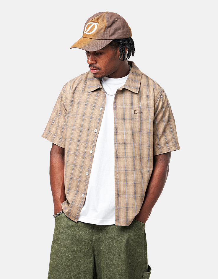 Dime MTL Plaid Button Up S/S Shirt - Brown