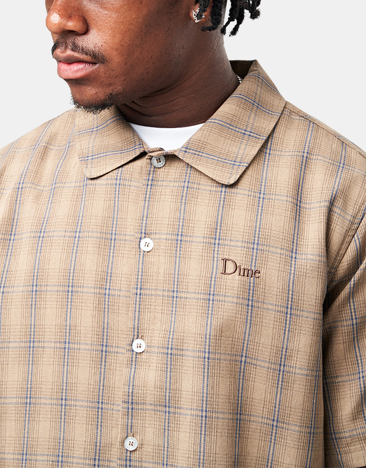 Dime MTL Plaid Button Up S/S Shirt - Brown