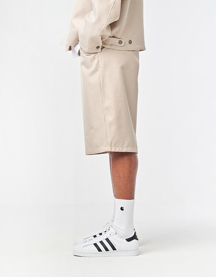Dime MTL Baggy Houndstooth Shorts - Beige