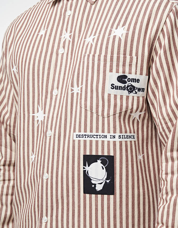 Come Sundown Destruction L/S Shirt - Brown/White