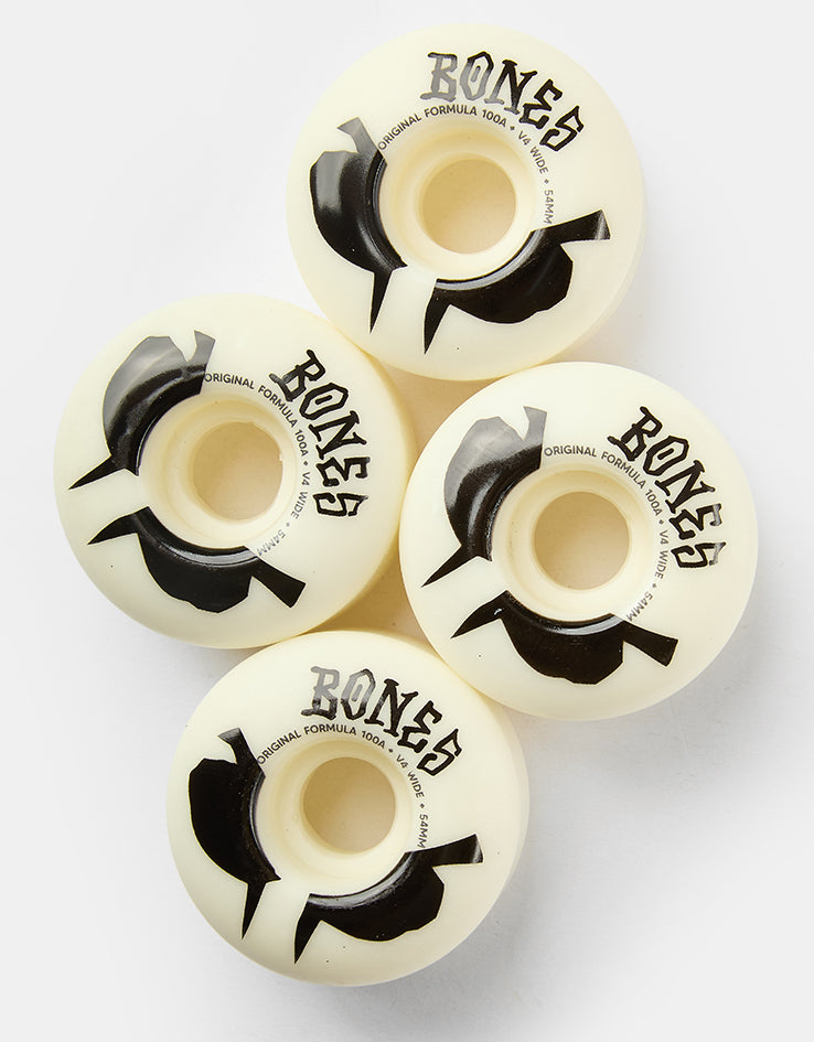 Bones OG Formula V4 Wide 100a White Skateboard Wheels
