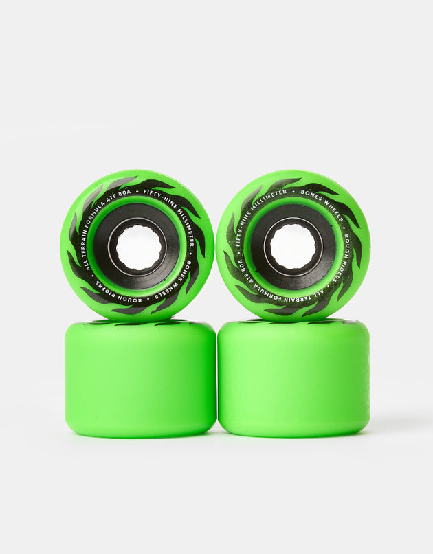 Bones Rough Riders Eternal Flame ATF 80a Green Skateboard Wheels - 59mm