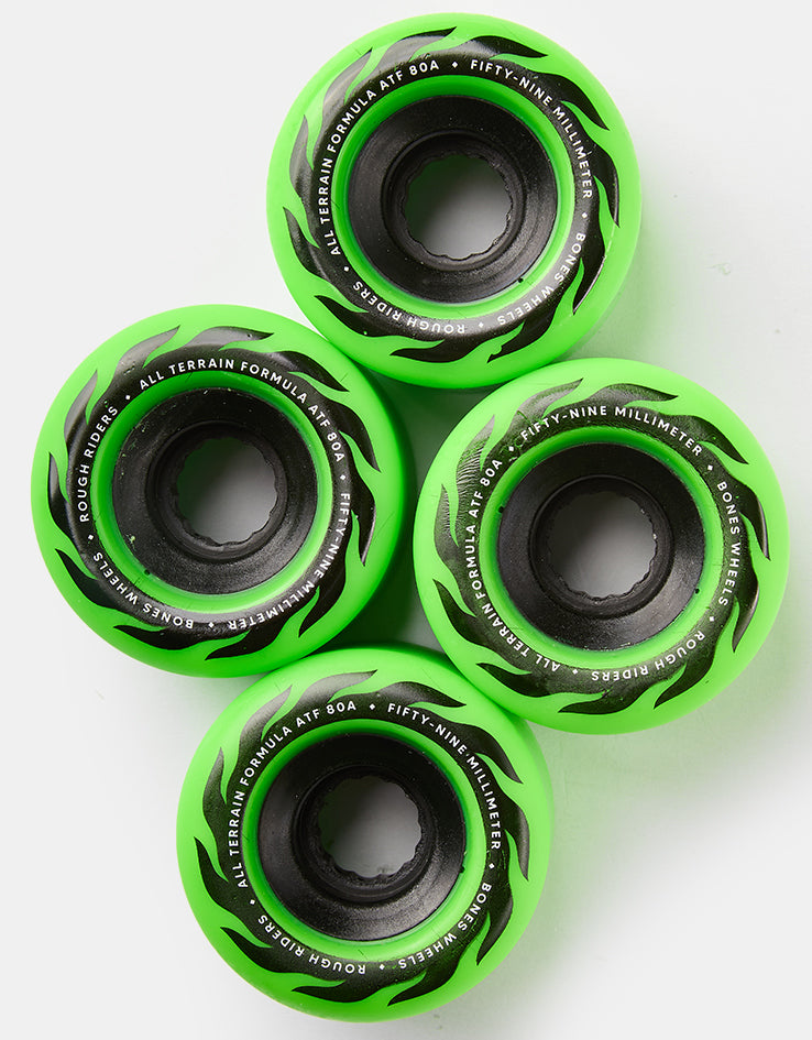 Bones Rough Riders Eternal Flame ATF 80a Green Skateboard Wheels - 59mm