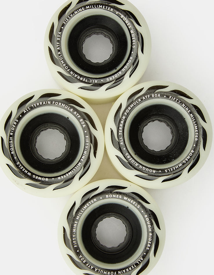 Bones Rough Riders Eternal Flame ATF 80a White Skateboard Wheels - 59mm