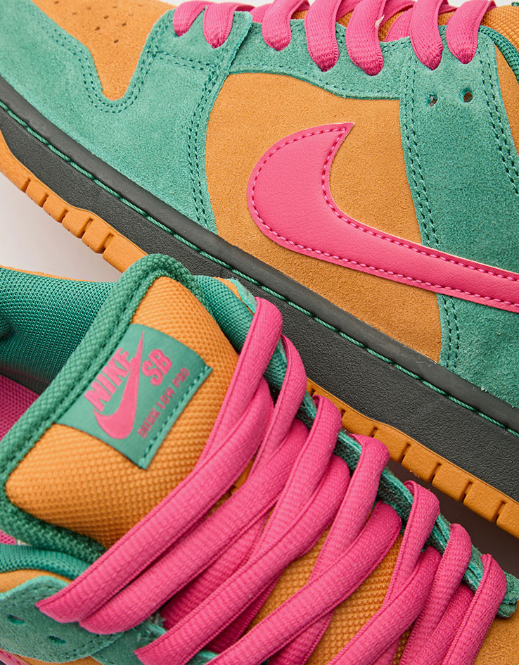 Nike SB Dunk Low Pro Skate Shoes - Green Noise/Watermelon-Light Curry