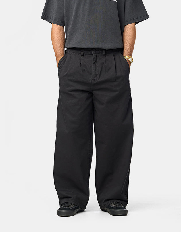 Route One Wide Leg Pleated Chino - Black