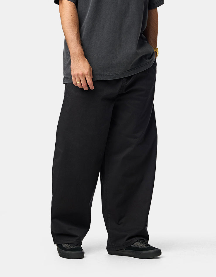 Route One Wide Leg Pleated Chino - Black