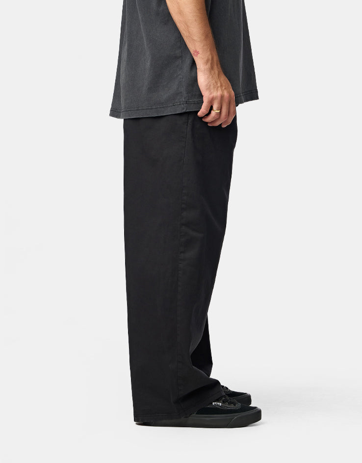 Route One Wide Leg Pleated Chino - Black