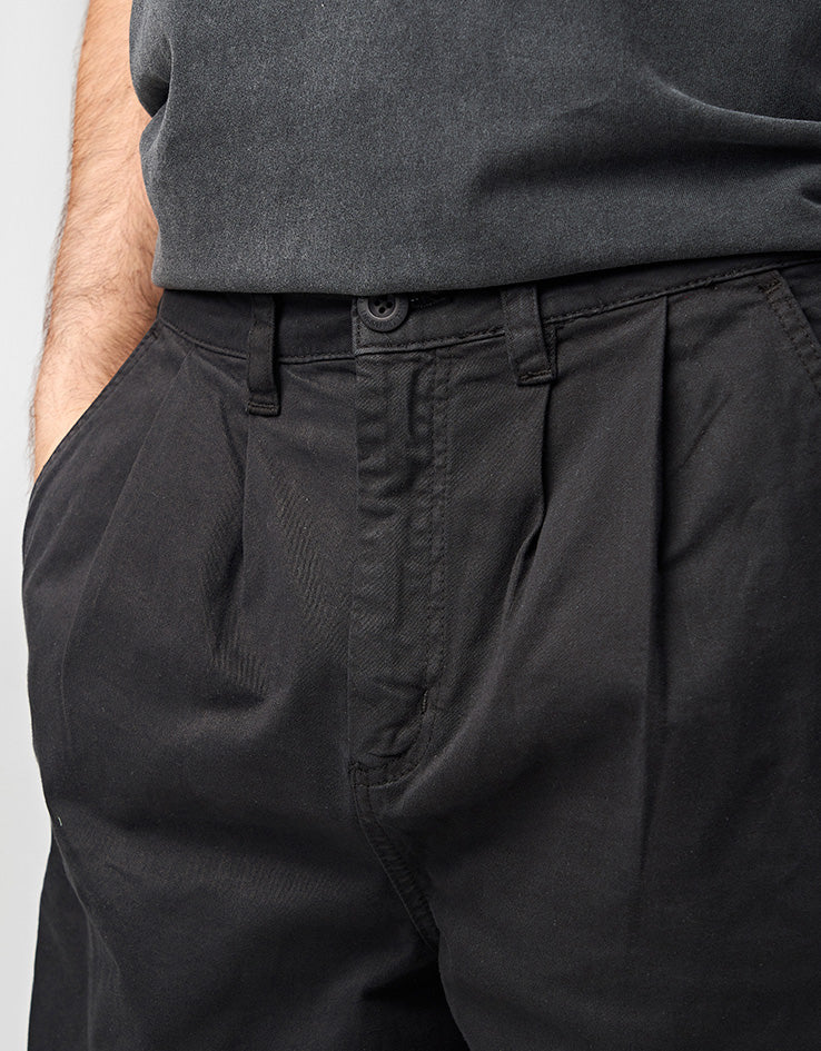 Route One Wide Leg Pleated Chino - Black
