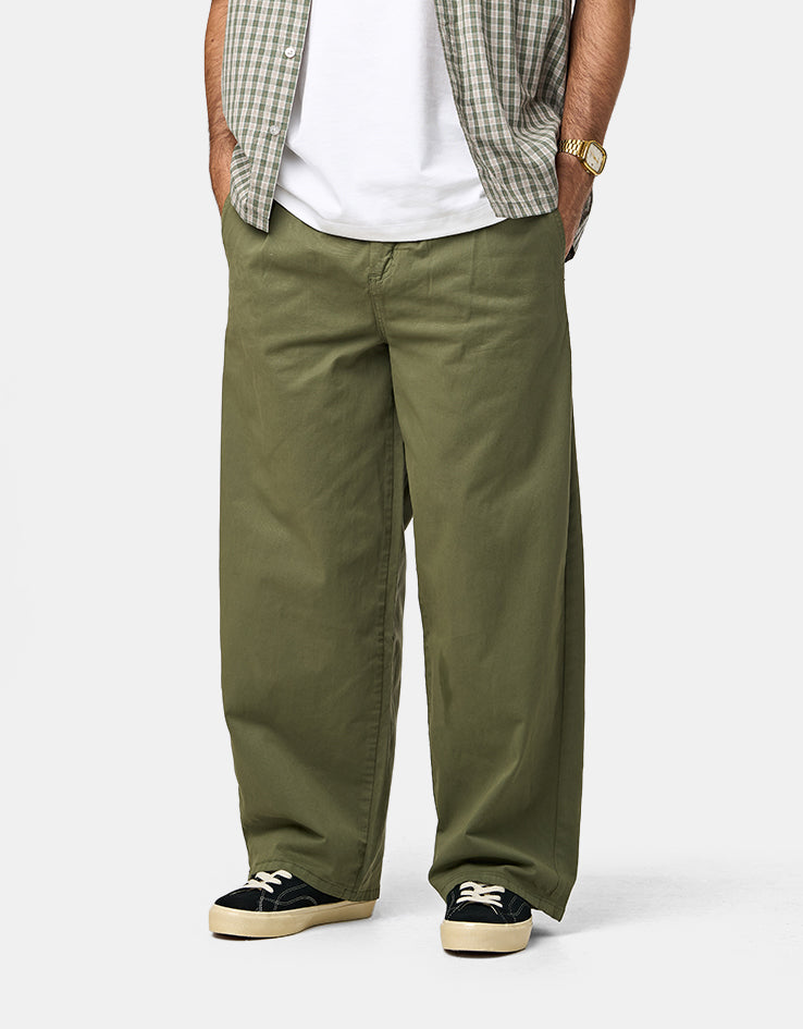 Route One Wide Leg Pleated Chino - Olive