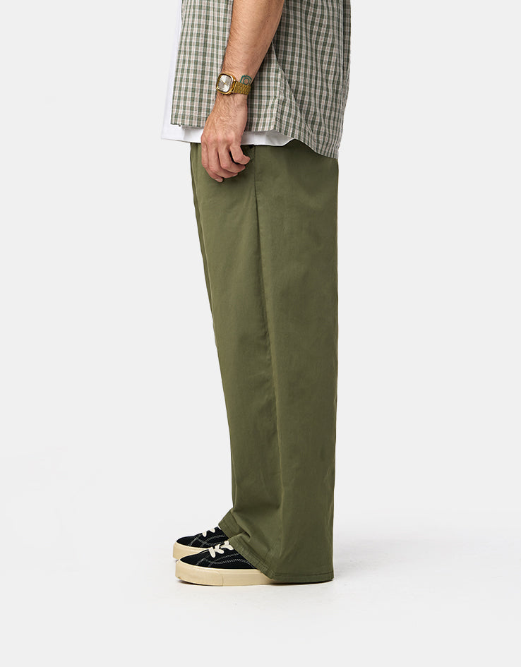 Route One Wide Leg Pleated Chino - Olive