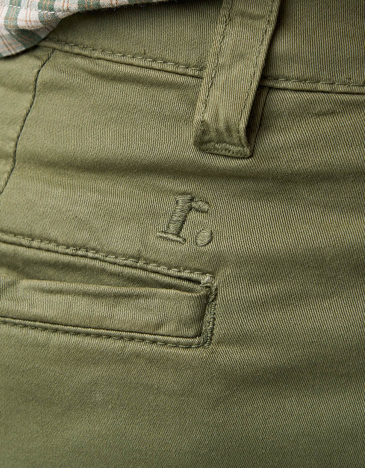 Route One Wide Leg Pleated Chino - Olive
