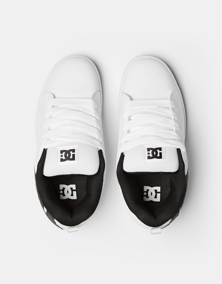 DC Court Graffik Skate Shoes - White/Black/Black