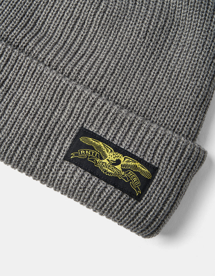 Anti Hero Stock Eagle Label Beanie - Charcoal/Yellow