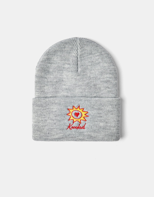 Krooked Sun Heart Beanie - Heather Grey