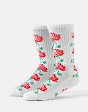 HUF Fuck It Rose Crew Socks - White