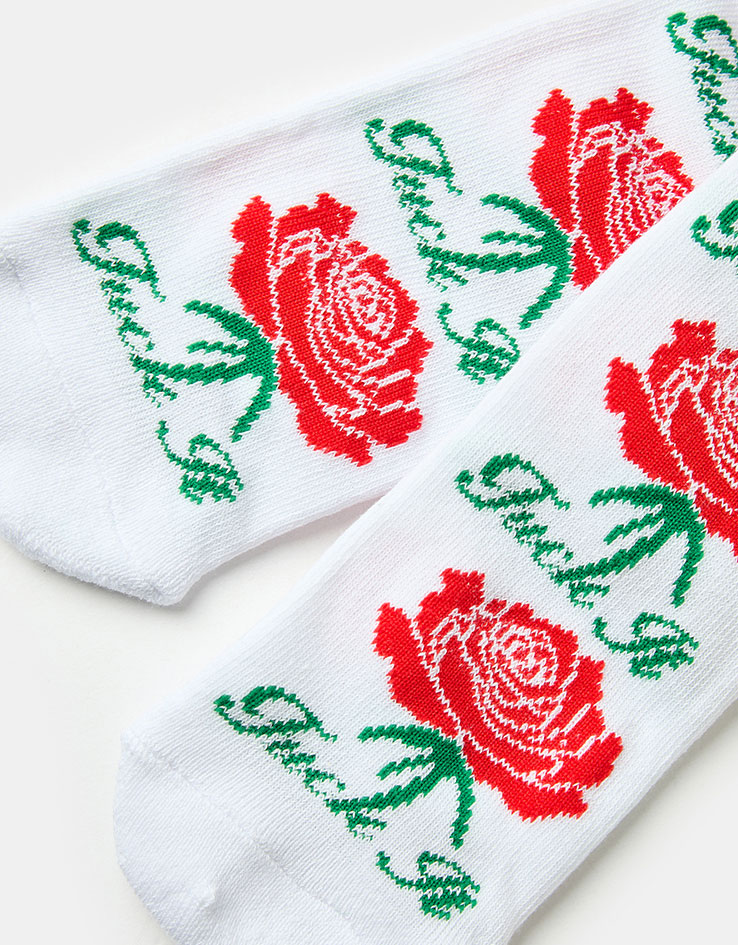 HUF Fuck It Rose Crew Socks - White