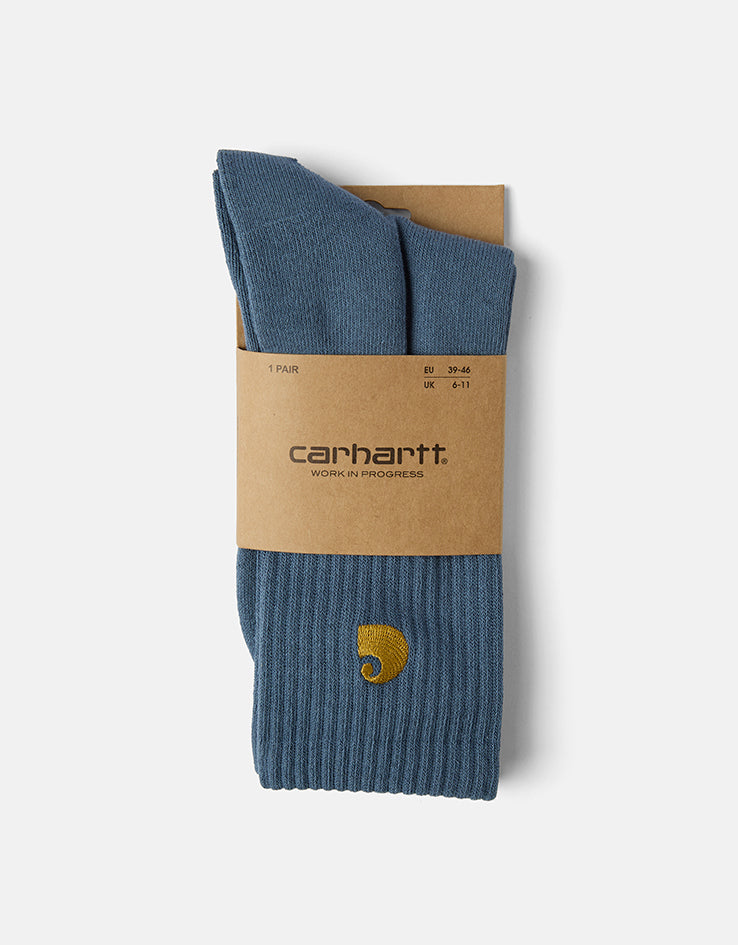 Carhartt WIP Chase Crew Socks - Icesheet/Gold