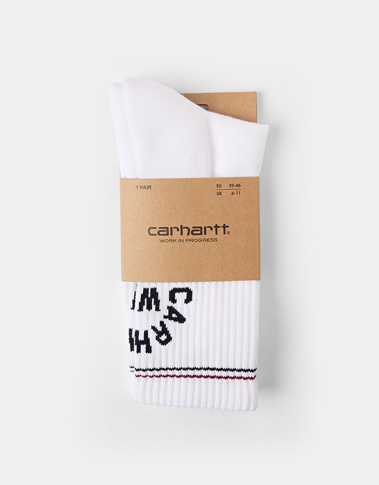 Carhartt WIP Arch Script Crew Socks - White/Dark Navy